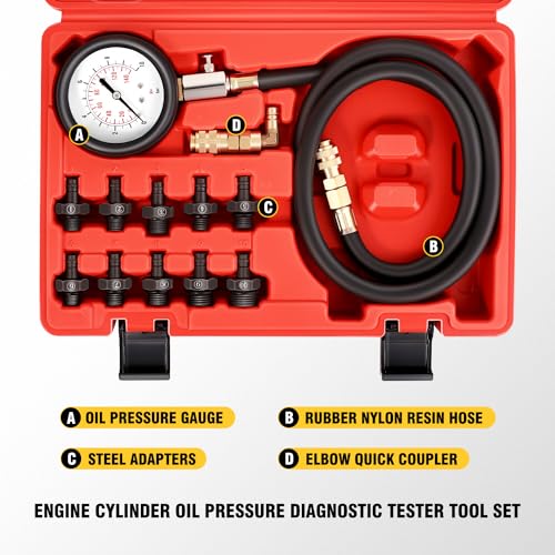 DNA Motoring Engine Oil Pressure Testing Diagnostic Tool Kit Dual Scale Gauge with Adapters for Cars, Trucks, Tractors, TOOLS-00339 - style: Engine Oil Pressure Testing