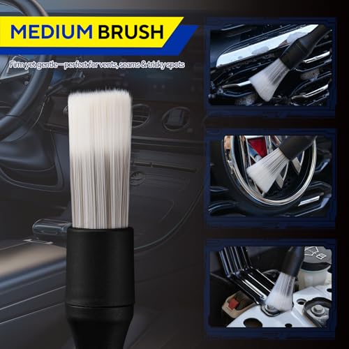 7PCS Car Detailing Brush Kit - Ultra Soft Boars Hair Car Interior Detailing Brushes, Includes 4 Different Brushes, Multi-use for Cleaning Interior or Exterior - size: 7PCS-B