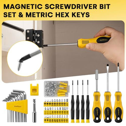 Enventor Tool Set, 231 Piece Home Tool Kit with Toolbox, Combination Wrench and Hand Tools for Home Repairs, Auto Maintenance, DIY & General Use, Household Repair Tools for Men & Women