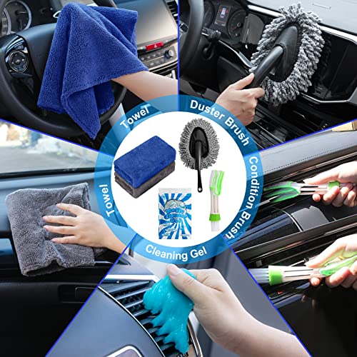 20Pcs Car Cleaning Wash Kit Interior Detailing Cleaner Kit with High Power Handheld Vacuum, Brush Set, Windshield Tool, Duster, Towels, Complete Car Care Tools, Blue - color: Blue, size: 20Pcs