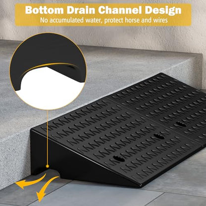 Car Ramps, 2 PCs Rubber Curb Ramps for Driveway, 5" Threshold Ramp Set Heavy Duty Ramp Slope for Driveway, Sidewalk, Loading Dock, Cars, Wheelchairs, Bikes, Motorcycles - size: 19" x 13" x 5"