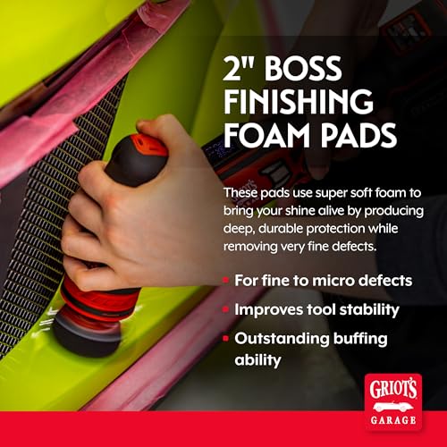Griot's Garage BOSS 2” Finishing Foam Pads for Car Polishing and Detailing, Buffing Pads for Light Scratch Removal, Auto Wax, and Sealant Application, Set of 4 - size: 2 Inch Pads (Set of 4)