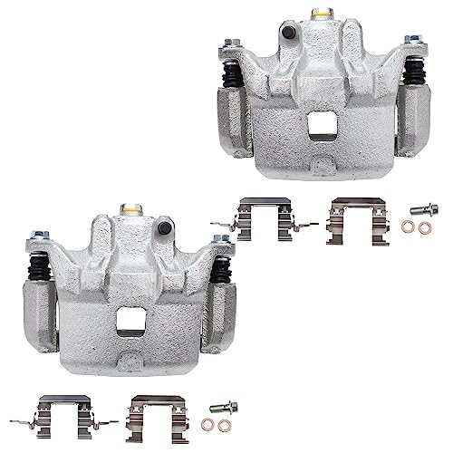 Detroit Axle - Front Steering Knuckles & Wheel Hub Bearings + Brake Calipers w/Bracket Replacement for 2002-2006 Nissan Altima 3.5L - size: 4BU48743/Kit