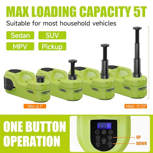 Electric Car Jack Kit 5T 12V Hydraulic Tire Jack with Double Cylinder Air Pump & LCD Touch Screen & Impact Wrench Portable Car Lift for Tire Changes and Roadside Emergencies - color: Upgrade Double Air Pump