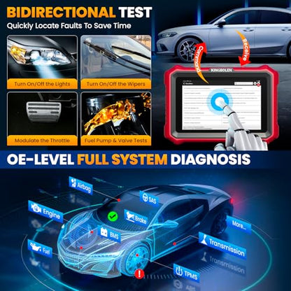 KINGBOLEN K8 Elite Full Systems Bidirectional Scan Tool, 8" Wired OBD2 Scanner Car Scanner, Lifetime Update Without Fee, 34+ Resets, Active Tests, ECU Function, FCA AutoAuth, CANFD & DOIP