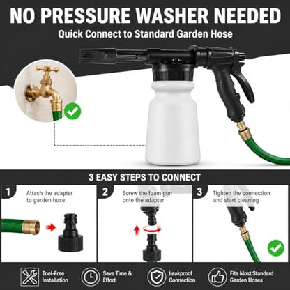 Car Wash Foam Gun for Garden Hose, Premium Foam Cannon Sprayer with Adjustable Foam Blaster, Car Wash Kit Soap Sprayer for Auto Detailing, Easy Connect Hose Foam Cannon-Blue - color: Blue