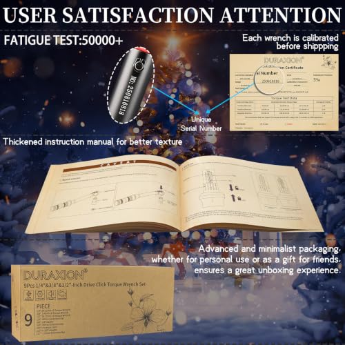 9PCS Torque Wrench Set 1/4" 3/8" 1/2" Drive 20–220 in.lb 5–45&10–170 ft.lb | Click Torque Wrench 72-Tooth Dual-Range ±3% Precision Adjustable Torque Wrenches for Bike, Moto, Car Repair and Maint - size: 10-170Ft.Lb,5-45Ft.Lb,20-220In.Lb