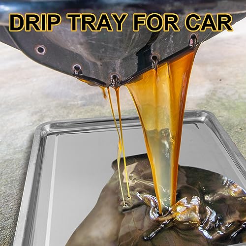 2 Pcs Stainless Steel Oil Drip Pan for Under Car 23.6 x 15.8 Inch Automotive Oil Change Pan Silver Rust Resistant Motorcycle Drip Tray Replacement Tray for Garage Floor - size: 23.62 x 15.75 Inch
