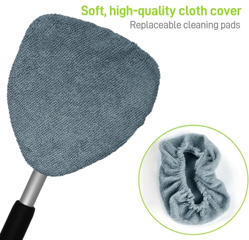 XINDELL 5 Pack Microfiber Pads – Replacement Heads Cover for Xindell Windshield Cleaner Tools. Washable & Reusable Triangle Pads (Grey). Fits Window Reach Tool - Handle Not Included - color: Grey