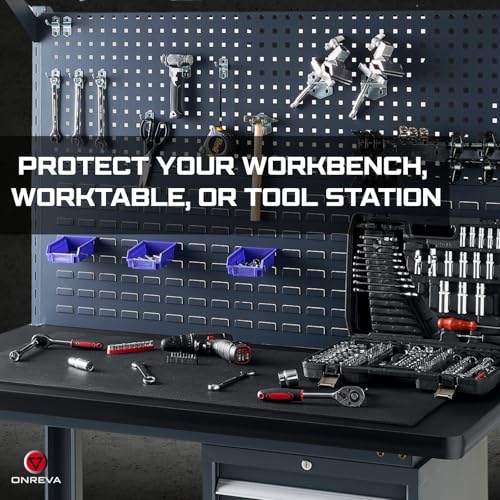 ONREVA Workbench Mat 24X60 Inches, EVA Rubber Work Mat, Protect Your Work Bench Top, Heavy Duty Pad for Tool Box Top, Table, Tool Station, Rolling Cabinet Cart Cover Liner Matt, 60"X24" 5mm Thick