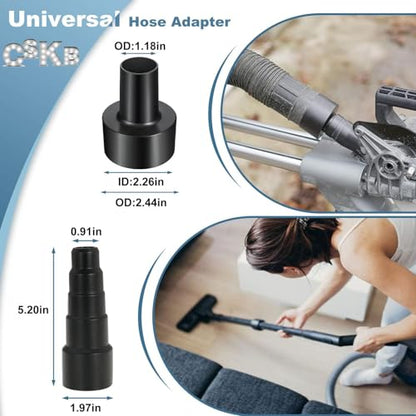 12 Pcs Universal Vacuum Attachment Kit, Vacuum Hose Adapter, 1-1/4" Vacuum Cleaners Accessories with Horse Hair Brush Extension Wand Wheeled Floor Brush Flexible Crevice Tool - size: 12 Pcs