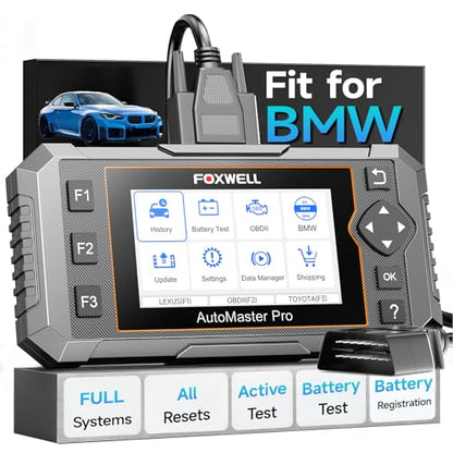 FOXWELL NT510 Pro fit for BMW 2-in-1 Diagnostic Scanner & 12V Battery Tester, Full System Bidirectional Scan Tool with All Reset Services & Battery Registration for BMW/Mini/RR (Lifetime Free Update) - color: fit for BMW -Deep Black