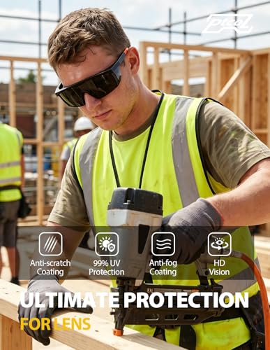 Safety Glasses 4 Pack – Smoke Tinted Lenses for Outdoor Work and Shooting, ANSI Z87.1 Anti Fog, UV Protection, Impact Resistant Protective Eyewear Over-spec - color: Smoke Tinted