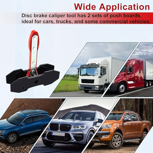 Brake Caliper Press Tool, Ratcheting Piston Compressor, Universal | Red anodized steel, disc brake service, piston compression, ratcheting operation, universal compatibility