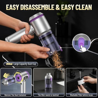 Car Vacuum,Handheld Vacuum,20000PA High Power,3 Speed Vacuum for Car | Rechargeable Vacuum with Brushless Motor,Air Blower & Pump - color: Silver and Purple