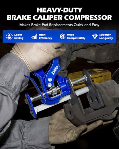 OMT Brake Caliper Piston Compressor Tool for Single Dual Quad Pad | Aluminum Alloy Steel; 377 Lb Force; Retract Pistons for Mechanics; Car and Truck Maintenance; EPE Foam Storage
