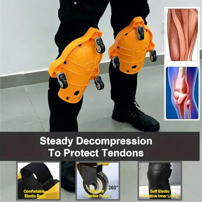 Industrial knee pads with wheels,Rolling knee pads with three wheels that allow 360° free sliding, equipped with a soft and thick foam pad, are suitable for various ground work scenarios such as tile installation, wooden floor installation, and vehicle ma