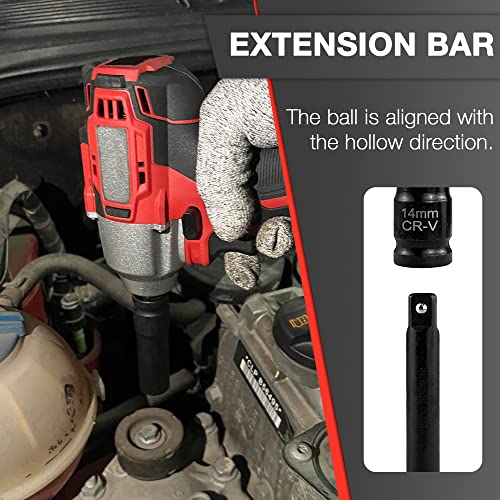 EACELIY 33pcs 1/2" Impact Socket Set (8-22mm), Metric Socket Set, Cr-V Steel, 6 Point Deep & Shallow Sockets, with 5" 10" Extension Bars and 1/2" Universal Joint - size: 1/2" Deep/Shallow Sockets (8-22mm)