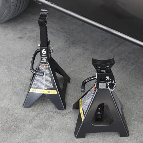 Big RED Jack Stands 6 Ton with Double Locking, 14.2-23.8 inch Adjustable Height for Lifting Cars, SUV, Van, 12000 lb Capacity, 1 Pair - color: BLACK, size: 6 TON DOUBLE LOCKING