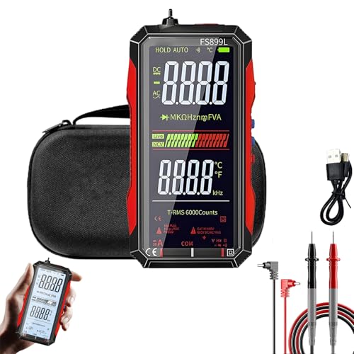 Digital Multimeter FS899L Upgraded - USB Rechargeable(FS899L+Bag) | 6000 Counts True RMS Tester with Color Screen, Auto-Ranging for Home/Industrial/Car Electrical