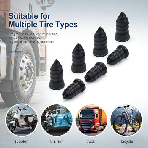 72 PCS Tire Repair Rubber Nail Kit, Vacuum Tire Repair Kits Spiral Rubber Screws, Quick Self-Service Tool for Car, Truck, Motorcycle, Tractor Tire Puncture Repair (72 PCS Screwdriver included)