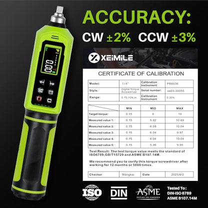 1/4" Drive Digital Torque Screwdriver, 0.15-10N.m for Gunsmithing | 1.3-89In.Lb Inch Pound Screwdriver Torque Wrench with ±2% Accuracy, Vibration Buzzer Indicator for Bike, Mounting,Electronics - size: 1.3-88.5 In.Lb/0.15-10 N.m