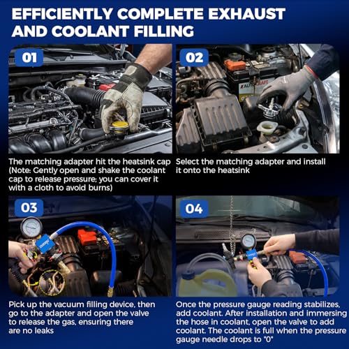 DISEN 33Pcs Coolant Pressure Tester Kit, Master Coolant Vacuum Refill Kit with 23 Radiator Adapters, Radiator Cooling System Pressure Tester & Vacuum Purge Tool for Cars, Trucks, SUVs - size: 33pcs