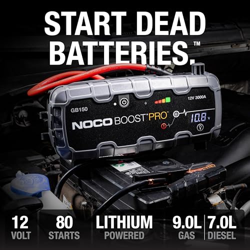 NOCO Boost GB150: 3000A UltraSafe Jump Starter – 12V Lithium Battery Booster Pack, Portable Jump Box, Power Bank & Jumper Cables - for 9.0L Gas and 7.0L Diesel Engines