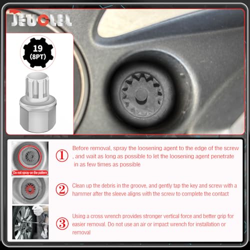 19/8PT Wheel Locking Nut Key for BMW, Anti-Theft Lug Nut Removal | Wheel Lock Nut Socket Adapter, Anti-Theft Screw Remover, Hand Repair Tool, Tyre Fitting, garage - size: 19/8Pt Key
