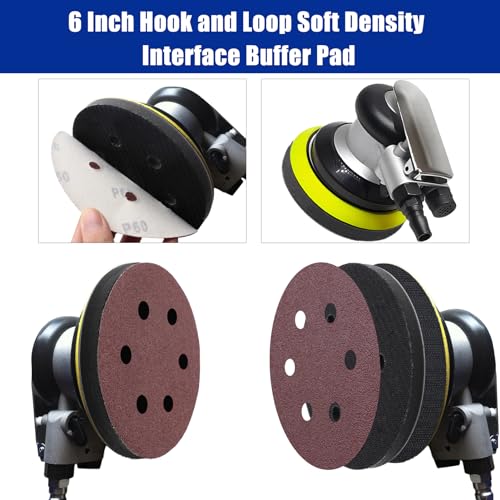 5 Pack Interface Pads, 6 Inch 6 Holes Hook and Loop Soft Density Sponge Cushion Buffer Backing Pad, Foam Sanding Interface Pads for Orbital Sander Automotive Woodworking Polishing - size: 6 inch 6 Hole - 5 Pack