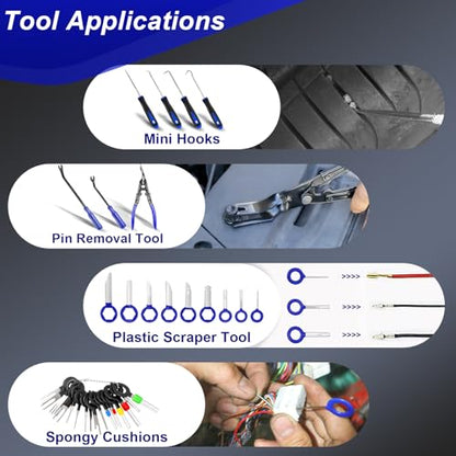 Doaho 238Pcs Trim Removal Tool,Fastener Remover Plastic Pry Tool Kit,Adhesive Cable Clips Auto Push Pin Bumper Retainer Clip Set with Storage Bag for Panel,Radio,Stereo,Audio,Dash, Window - color: Blue-238pcs Trim Removal Tools