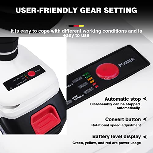 VickyHome Brushless Impact Wrench 1/2 Inch Chuck, 1/2 Impact Driver High Torque 420 NM, Electric Battery Powered Impact wrench Electric impact driver with 2X6000mAh Rechargeable Batteries, 1/2