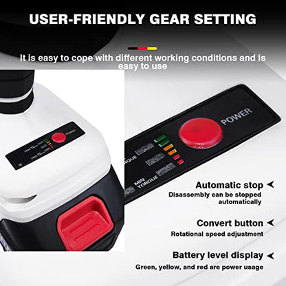 VickyHome Brushless Impact Wrench 1/2 Inch Chuck, 1/2 Impact Driver High Torque 420 NM, Electric Battery Powered Impact wrench Electric impact driver with 2X6000mAh Rechargeable Batteries, 1/2