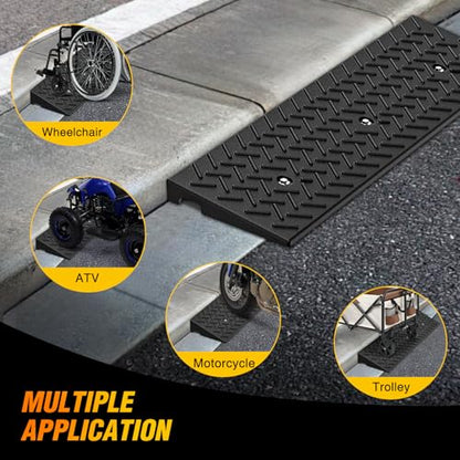 Nilight 1.6" Rise Curb Ramps, Heavy Duty Rubber Driveway Threshold Shed Ramp for Sidewalk Cars Lawn Mower Wheelchairs Motorcycles, 3300lbs Load Capacity - size: 1.6" Rise