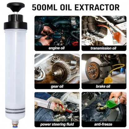 2Pc 500CC Fluid Extractor Syringe for Oil, Brake Fluid & Gasoline Transfer | Large-Capacity Syringe For Quick Oil, Fuel, Brake Fluid And Power Steering Fluid Extraction,Scale Markings - size: 2PC 500ml Oil Suction Syringe
