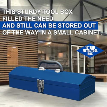 Portable Tool Box, Metal Tool Box, 4 Non-Slip Foot Pads, Ideal for Trailer, Mechanic, DIY-ers, Car Toolbox, Workshops, Garages, Repair Shops,Blue - size: 1P-Blue