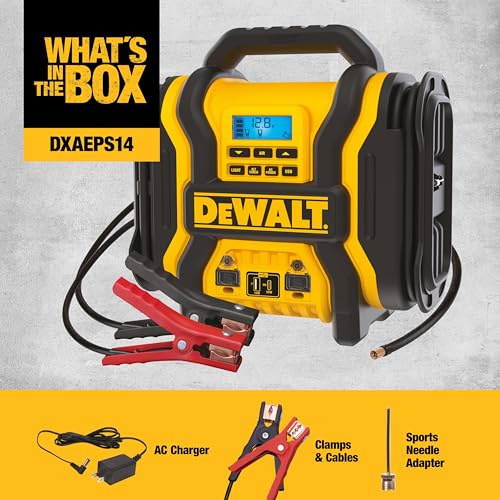 DEWALT DXAEPS14 2000 Amp Portable Battery Jump Starter with Compressor | Power Station with 500W AC Power and 15W USBa & 25W USB
