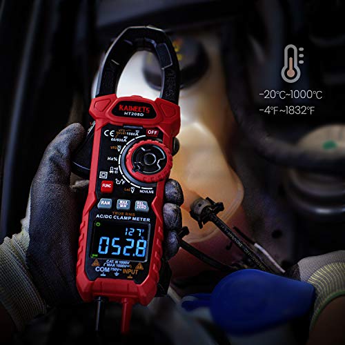 KAIWEETS HT208D Inrush Clamp Meter 1000A True RMS AC/DC Current Amp Meter, VFD, LOZ Mode, 6000 Counts, Measures Current Voltage Temperature Capacitance Resistance Diodes Continuity Duty-Cycle - size: HT208D