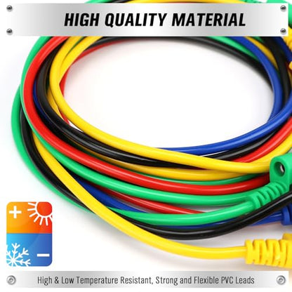 SWANLAKE 5-Piece Dual-Ended Banana Plug Test Leads, 1000V 15A 3.5ft/1M Multimeter Electrical 4mm Banana-Plug, Flexible Copper Banana Cable, Electrical Test Wires - color: 5PCS Dual Banana Clip Milti-color