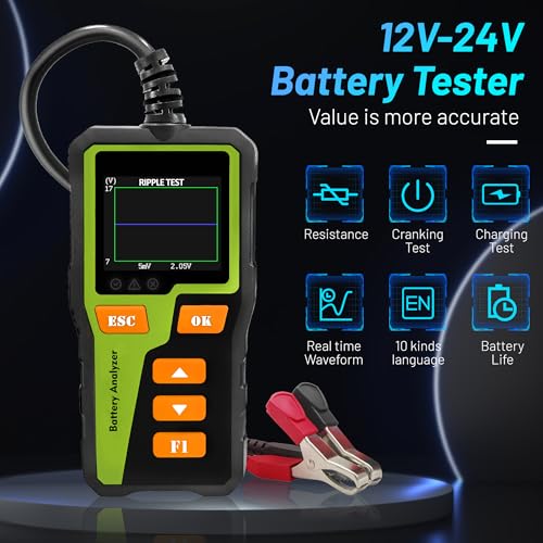 Car Battery Tester 12V Load Tester 100-2000 CCA Alternator Battery Analyzer