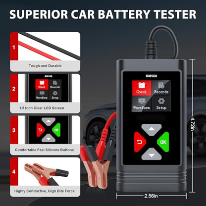 Car Battery Testers 6V 12V BM560 Battery Load Tester, ELMCONFIG 100-2000 CCA Automotive Battery Alternator Battery Analyzer for Truck Motorcycle SUV Boat - color: BM560
