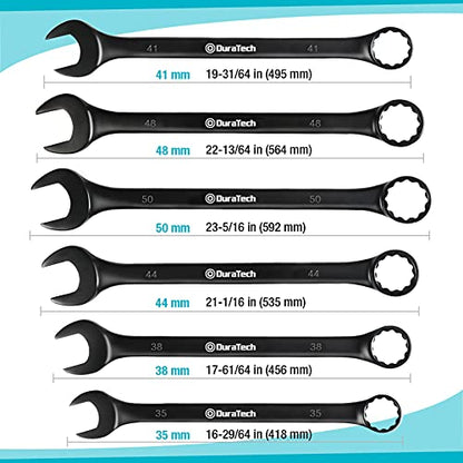 DURATECH Jumbo Combination Wrench Set, Metric, CR-V Steel | Black Electrocoat，35mm, 38mm, 41mm, 44mm, 48mm, 50mm wrench， with Pouch - size: Metric