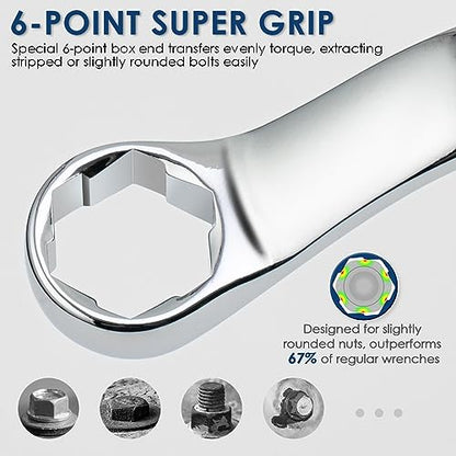 YIYEIE 6 Pc. Bolt Extractor Wrench Set, Metric 8-19mm, 6 Point Box End Wrench Set with 45° Offset, CR-V Steel, Stripped & Rounded Bolt Remover Wrench with EVA Foam - color: Offset | Extractor Wrench