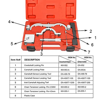 Turbo Engine Timing Tool Kit for Chevy Vauxhall Opel Cruze 1.0 1.2 1.4, Camshaft Holding Locking Tool en-49977-100 en955 km955