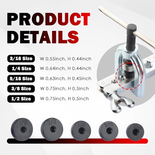Brake Line Flaring Tool Kit with 5 Adapters 3/16",1/4",5/16",3/8",1/2" | Double & Single Brake Flaring Tool Kit with Tube Cutter/Flare Rod,Essential Brakes Flare Tools Kits,Brake Tubing Flare Tools