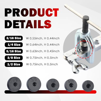 Brake Line Flaring Tool Kit with 5 Adapters 3/16",1/4",5/16",3/8",1/2" | Double & Single Brake Flaring Tool Kit with Tube Cutter/Flare Rod,Essential Brakes Flare Tools Kits,Brake Tubing Flare Tools