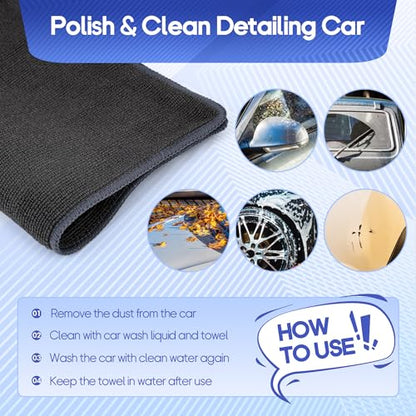 2PCS Clay Towel Auto Detailing, Clay Bar Towel Cloth Auto Detailing for Car (12 x 12 in) (Grey) - color: Grey