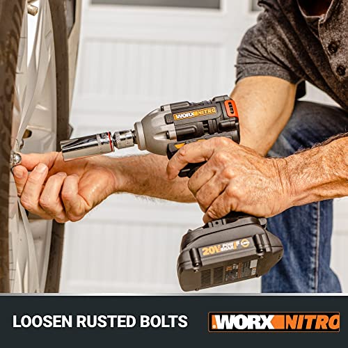 WORX 20V 1/2" Cordless Impact Wrench, WX272L | Brushless Motor, Battery Included, Charger Included - style: 20V Cordless Brushless Impact Wrench(Battery Pack & Charger)