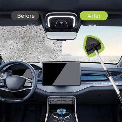 Qydipclin 10pcs Windshield Cleaner Tool, Car Window Cleaning Wash Kit with 4 Reusable Microfiber Pads 1 Spray Bottle and Extendable Handle Auto Glass Wiper Kit, Multicolor - color: Blue & Green & Gray & Red