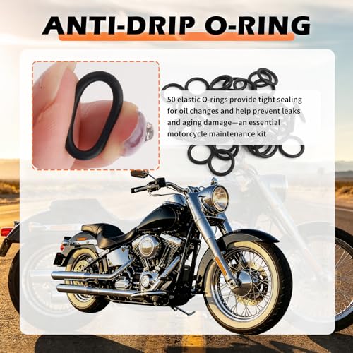 Compatible with Harley Oil Change Kit,All-in-One Motorcycle Oil Change Kit with Oils Filter Funnel,Oils Filter Wrench,50PCS Rubber O-Rings,Multi-Purpose Motorcycle Tool Kits